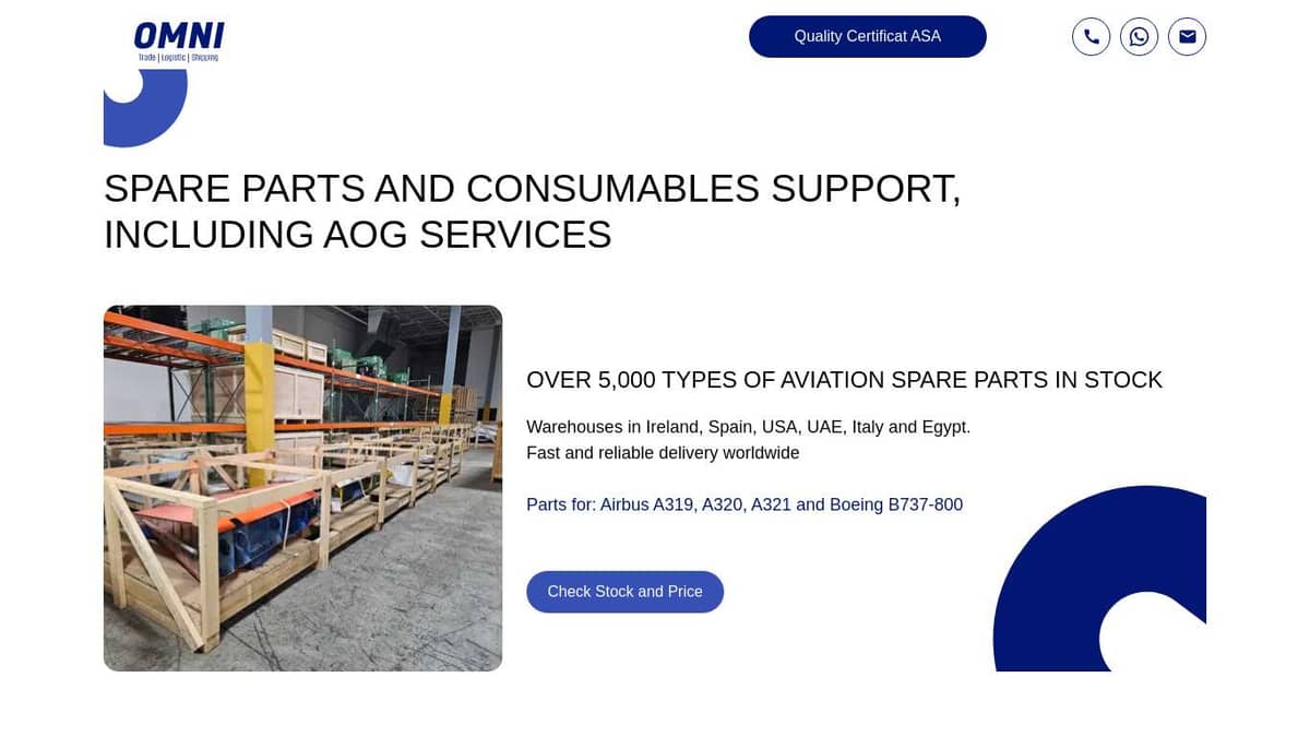 OMNI PARTS OVER 5,000 TYPES OF AVIATION SPARE PARTS IN STOCK